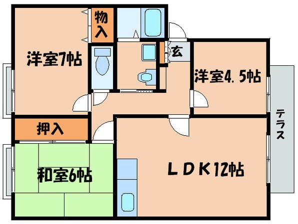 ヴィレッジ花水木Ｂ棟の物件間取画像